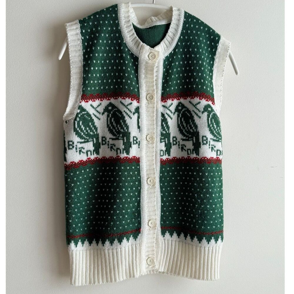Vintage Bird Sweater Vest - S/M (see measurements)